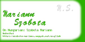 mariann szobota business card